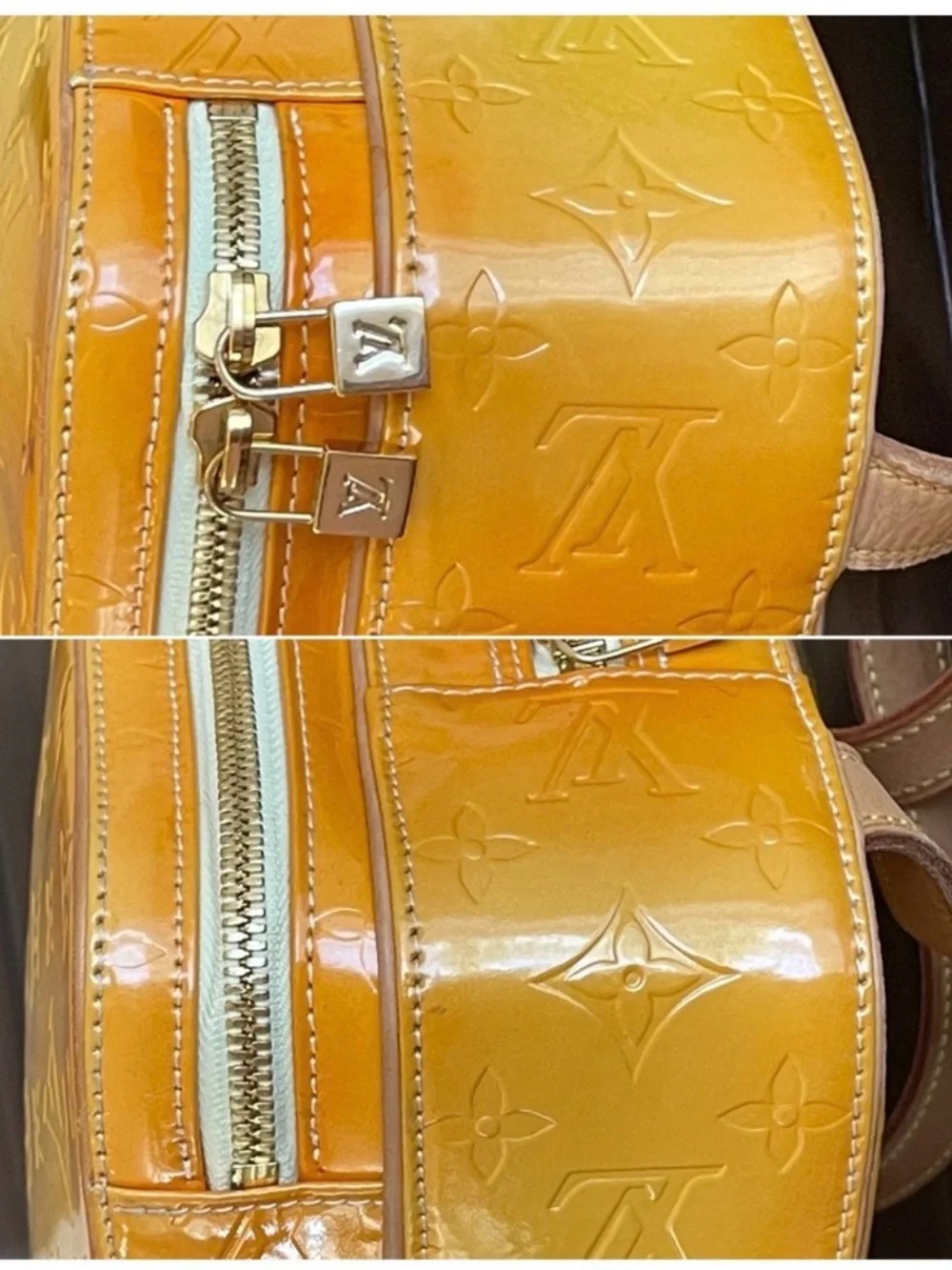 Louis Vuitton Vernis Ombre Yellow to Orange Cosmetic Pouch